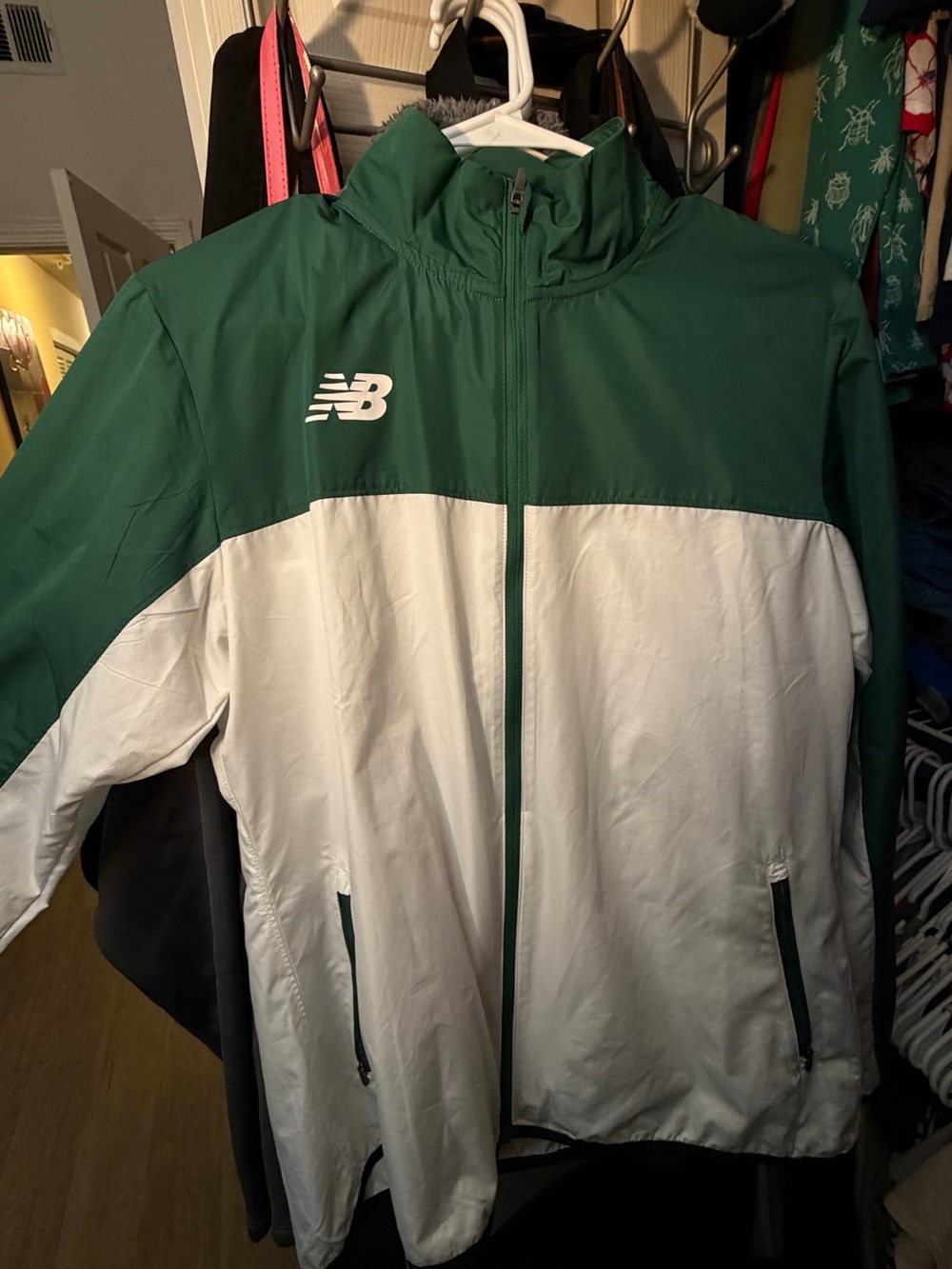 New Balance Green and White Men's Full-Zip Windbreaker
